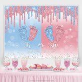 Blau Und Rosa Funkeln Fuß Er Oder Sie Babydusche Hintergrund